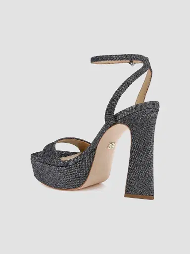 Badgley Mischka Women's Caia 125MM Glitter Platform Sandals - Pewter Glitter | Thumbnail 3