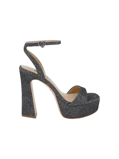 Badgley Mischka Women's Caia 125MM Glitter Platform Sandals - Pewter Glitter | Thumbnail 1