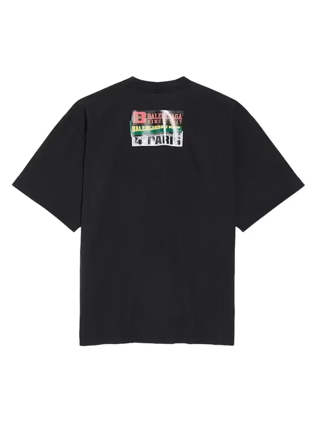 Balenciaga Men's Bumper Stickers Medium Fit T-Shirt - Black