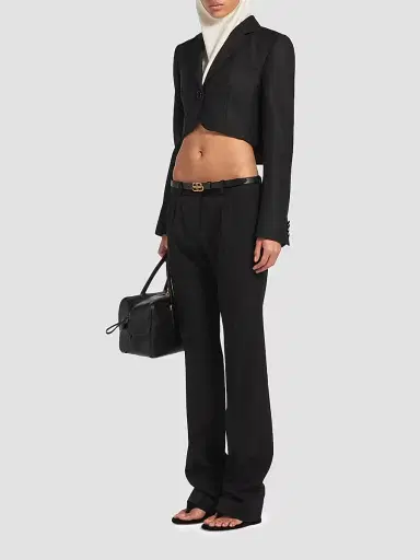 Balenciaga Women's Cropped Blazer - Black | Thumbnail 2
