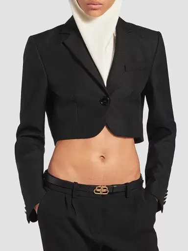 Balenciaga Women's Cropped Blazer - Black | Thumbnail 3