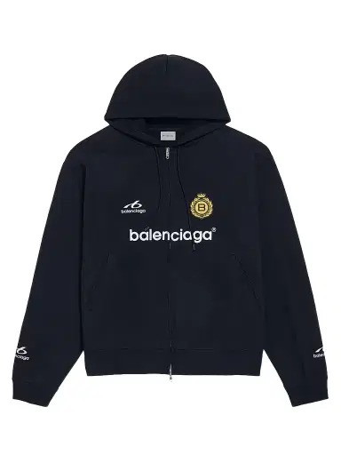 Balenciaga Men's Soccer Oversized Zip-Up Hoodie - Black - Size XXL | Thumbnail 1