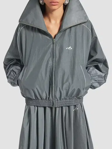 Balenciaga Women's Bodies High Collar Tracksuit Jacket - Elephant Grey - Size 4 | Thumbnail 3
