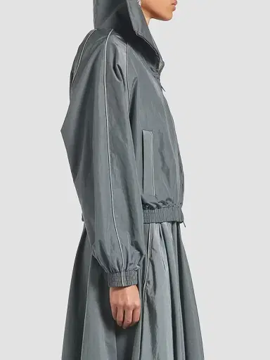 Balenciaga Women's Bodies High Collar Tracksuit Jacket - Elephant Grey - Size 4 | Thumbnail 5