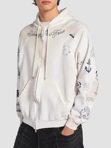 Balenciaga Men's Classic Ink Zip-Up Hoodie | Thumbnail 2 Balenciaga Men's Classic Ink Zip-Up Hoodie | Thumbnail 2
