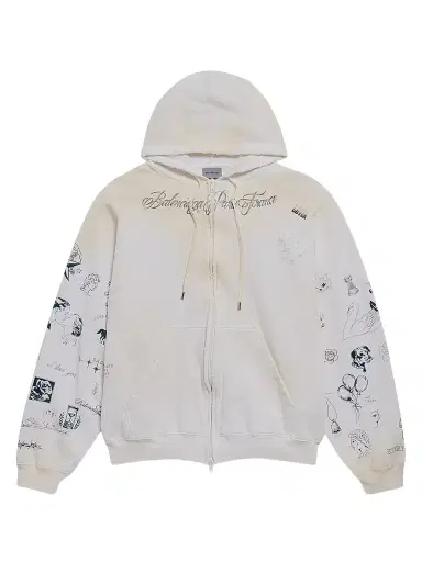 Balenciaga Men's Classic Ink Zip-Up Hoodie | Thumbnail 1 Balenciaga Men's Classic Ink Zip-Up Hoodie | Thumbnail 1
