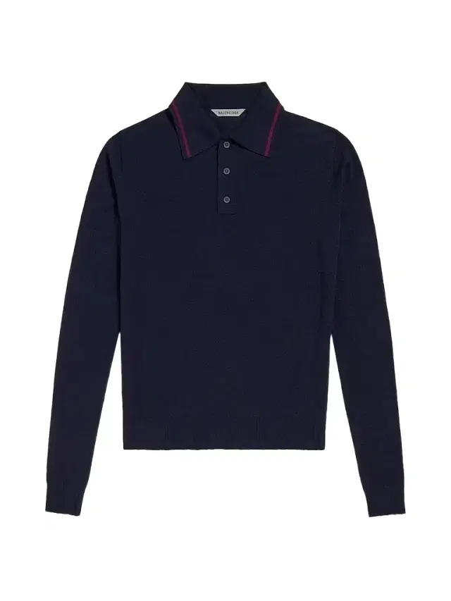Balenciaga Men's Knitted Long Sleeve Polo Shirt - Navy