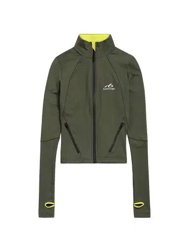 Balenciaga Women's Techwear Fitted Zip-Up Jacket - Khaki Lime | Thumbnail 1 Balenciaga Women's Techwear Fitted Zip-Up Jacket - Khaki Lime | Thumbnail 1
