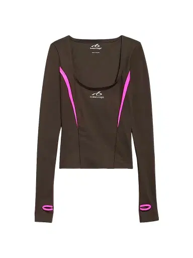 Balenciaga Women's Techwear Fitted Long Sleeve Top - Brown Multi - Size Large | Thumbnail 1 Balenciaga Women's Techwear Fitted Long Sleeve Top - Brown Multi - Size Large | Thumbnail 1