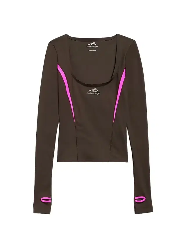 Balenciaga Women's Techwear Fitted Long Sleeve Top - Brown Multi