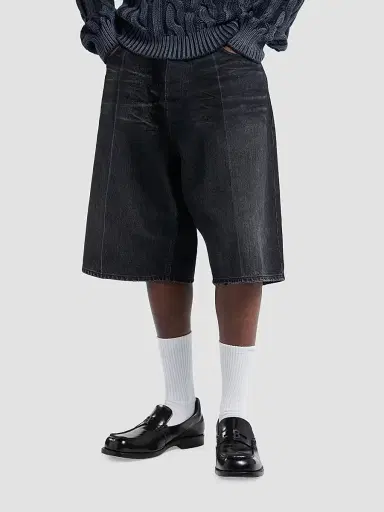 Balenciaga Men's Denim Stay Press Shorts - Black - Size 33 | Thumbnail 3