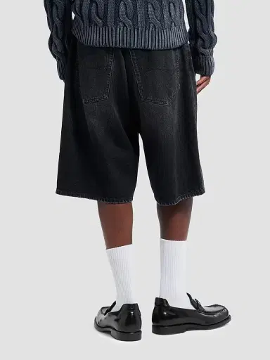 Balenciaga Men's Denim Stay Press Shorts - Black - Size 33 | Thumbnail 4