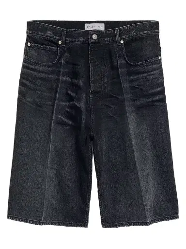 Balenciaga Men's Denim Stay Press Shorts - Black - Size 33 | Thumbnail 1