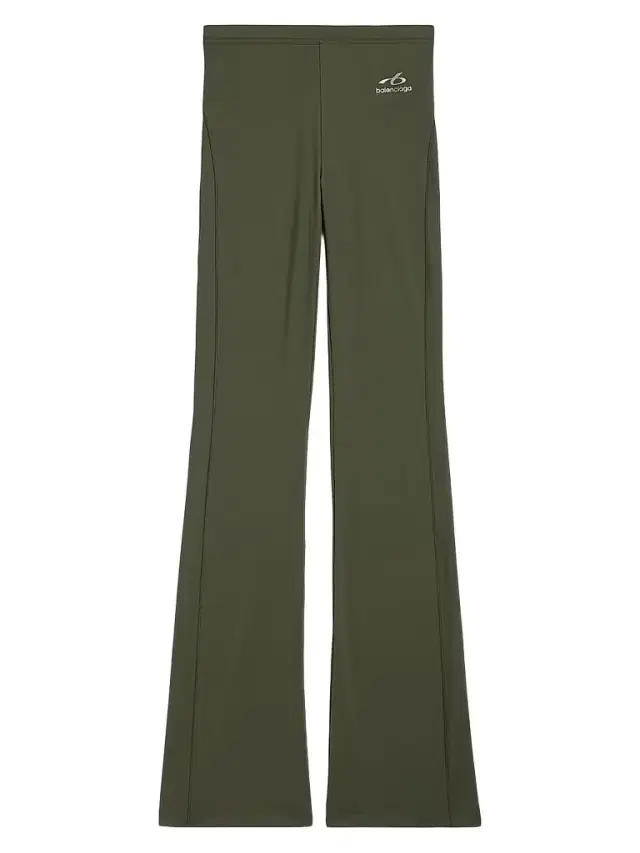 Balenciaga Women's Techwear Flared Leggings - Khaki Lime