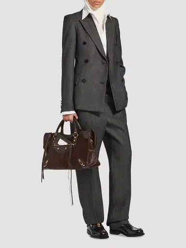 Balenciaga Women's Double-Breasted Tailored Jacket - Dark Grey - Size 0 | Thumbnail 2