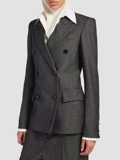 Balenciaga Women's Double-Breasted Tailored Jacket - Dark Grey - Size 0 | Thumbnail 3