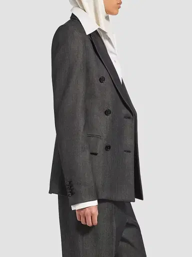 Balenciaga Women's Double-Breasted Tailored Jacket - Dark Grey - Size 0 | Thumbnail 5