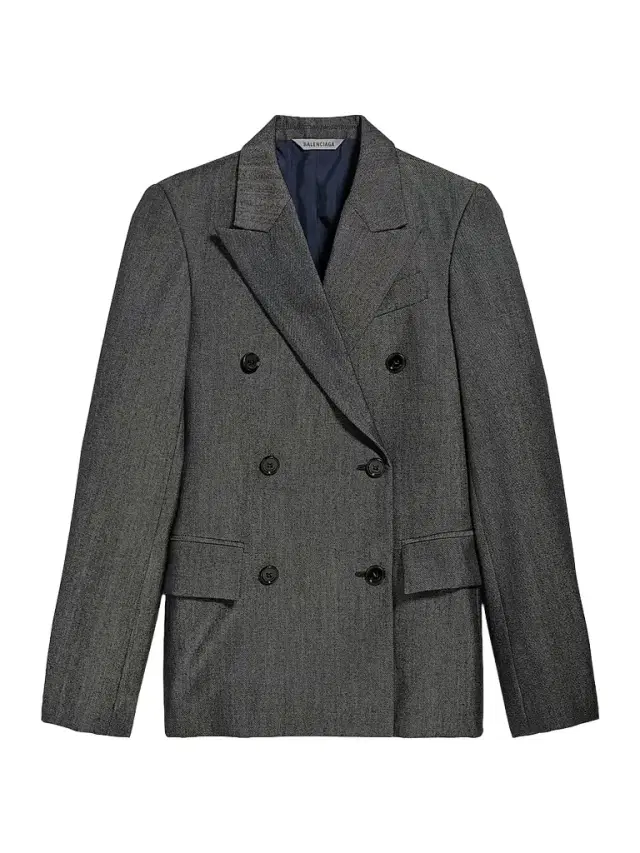 Balenciaga Women's Double-Breasted Tailored Jacket - Dark Grey