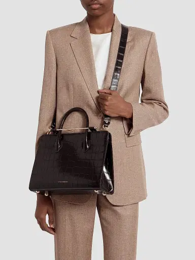 Strathberry Women's Midi Croc-Embossed Leather Tote Bag | Thumbnail 2 Strathberry Women's Midi Croc-Embossed Leather Tote Bag | Thumbnail 2