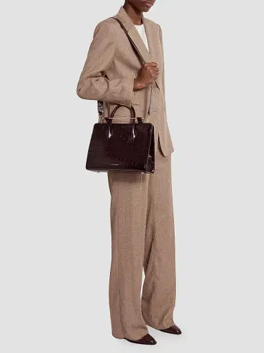 Strathberry Women's Midi Croc-Embossed Leather Tote Bag | Thumbnail 4 Strathberry Women's Midi Croc-Embossed Leather Tote Bag | Thumbnail 4