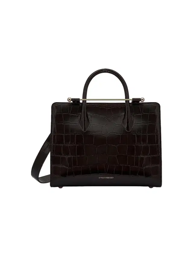 Strathberry Women's Midi Croc-Embossed Leather Tote Bag - Mahogany