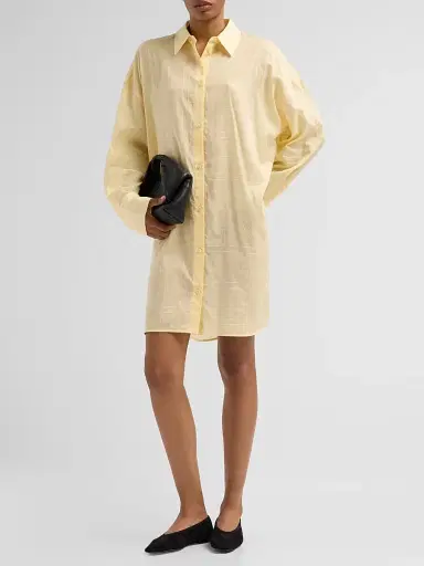 TOTEME Women's Cotton-Blend Long Summer Shirt - Buttercup - Size 12 | Thumbnail 2 TOTEME Women's Cotton-Blend Long Summer Shirt - Buttercup - Size 12 | Thumbnail 2