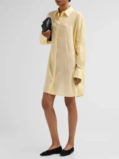 TOTEME Women's Cotton-Blend Long Summer Shirt - Buttercup - Size 12 | Thumbnail 4 TOTEME Women's Cotton-Blend Long Summer Shirt - Buttercup - Size 12 | Thumbnail 4