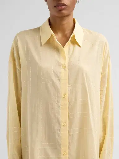 TOTEME Women's Cotton-Blend Long Summer Shirt - Buttercup - Size 12 | Thumbnail 5 TOTEME Women's Cotton-Blend Long Summer Shirt - Buttercup - Size 12 | Thumbnail 5