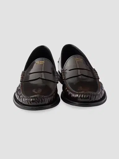 Prada Men's Brushed Leather Loafers - Brown - Size 6.5 | Thumbnail 2