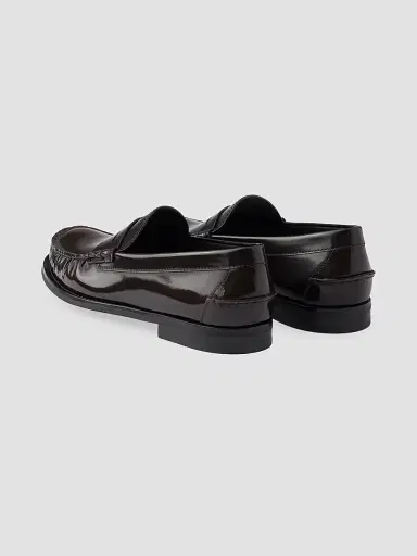 Prada Men's Brushed Leather Loafers - Brown - Size 6.5 | Thumbnail 3
