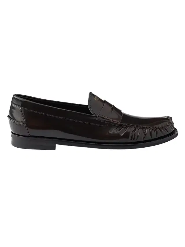 Prada Men's Brushed Leather Loafers - Brown