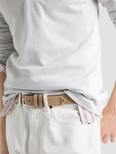 Prada Men's Nubuck Leather Belt - Beige Khaki | Thumbnail 2