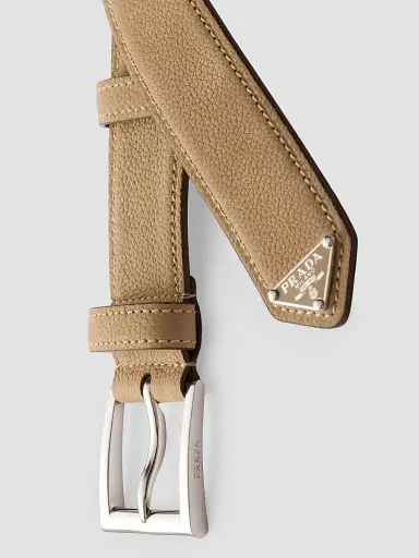 Prada Men's Nubuck Leather Belt - Beige Khaki | Thumbnail 4