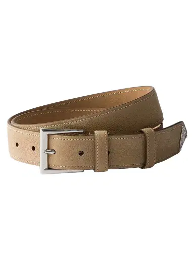 Prada Men's Nubuck Leather Belt - Beige Khaki | Thumbnail 1
