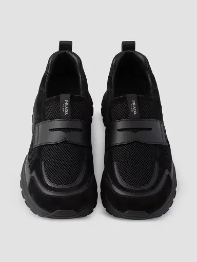 Prada Men's Mesh Fabric and Leather Loafers | Thumbnail 2 Prada Men's Mesh Fabric and Leather Loafers | Thumbnail 2