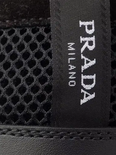 Prada Men's Mesh Fabric and Leather Loafers | Thumbnail 4 Prada Men's Mesh Fabric and Leather Loafers | Thumbnail 4
