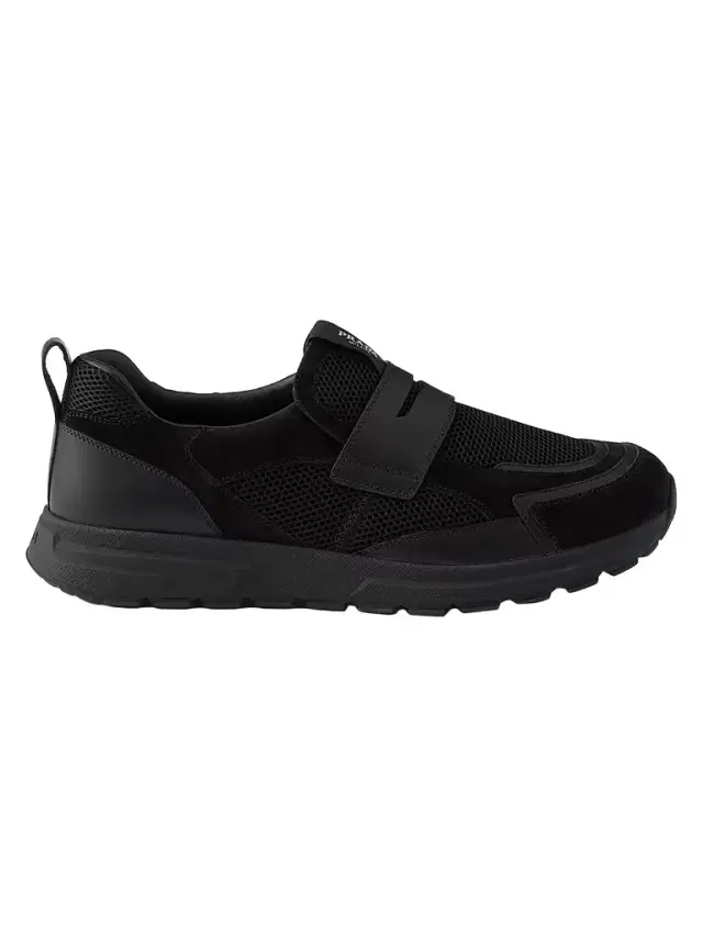 Prada Men's Mesh Fabric and Leather Loafers - Black