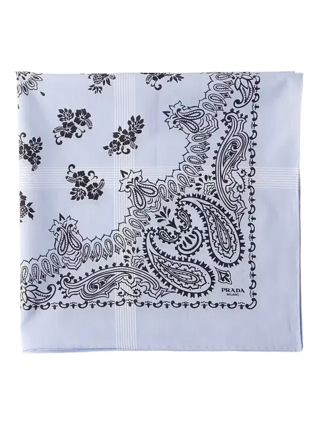 Prada Men's Printed Batiste Scarf - Blue