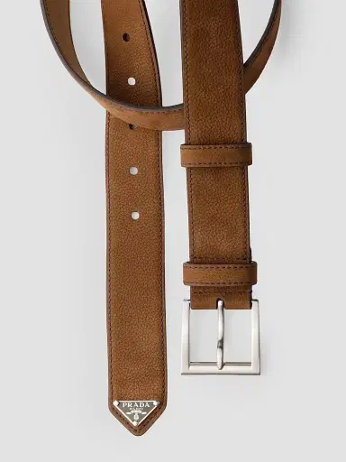 Prada Men's Nubuck Leather Belt - Brown - Size 28 | Thumbnail 3