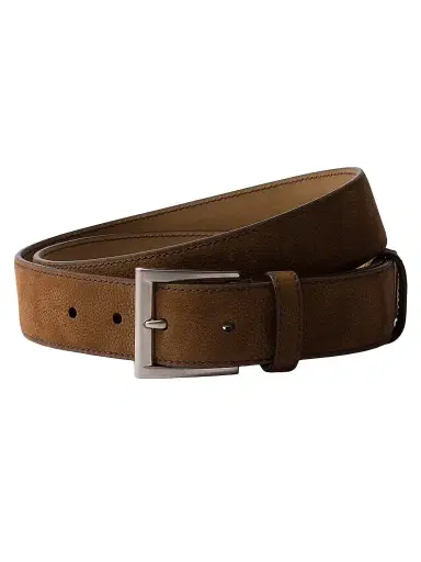 Prada Men's Nubuck Leather Belt - Brown - Size 28 | Thumbnail 1