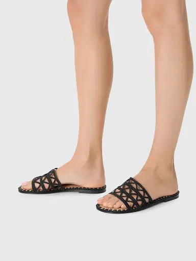Odissì Women's Evie Woven Slide Sandals - Black - Size 10 | Thumbnail 2 Odissì Women's Evie Woven Slide Sandals - Black - Size 10 | Thumbnail 2