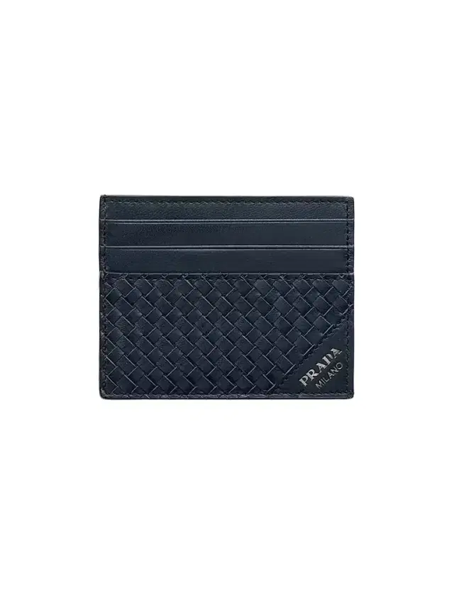 Prada Men's Leather Card Holder - Dark Blue