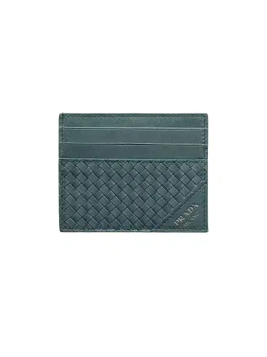 Prada Men's Leather Card Holder - Teal Blue | Thumbnail 1
