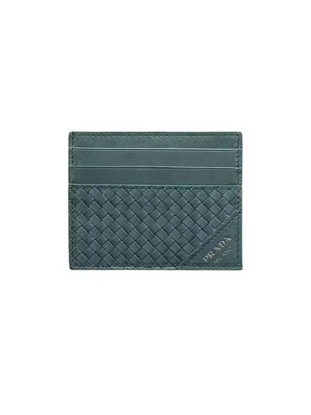 Prada Men's Leather Card Holder - Teal Blue