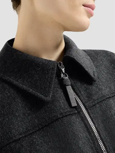 Brunello Cucinelli Women's Wool Flannel Outerwear Jacket | Thumbnail 5