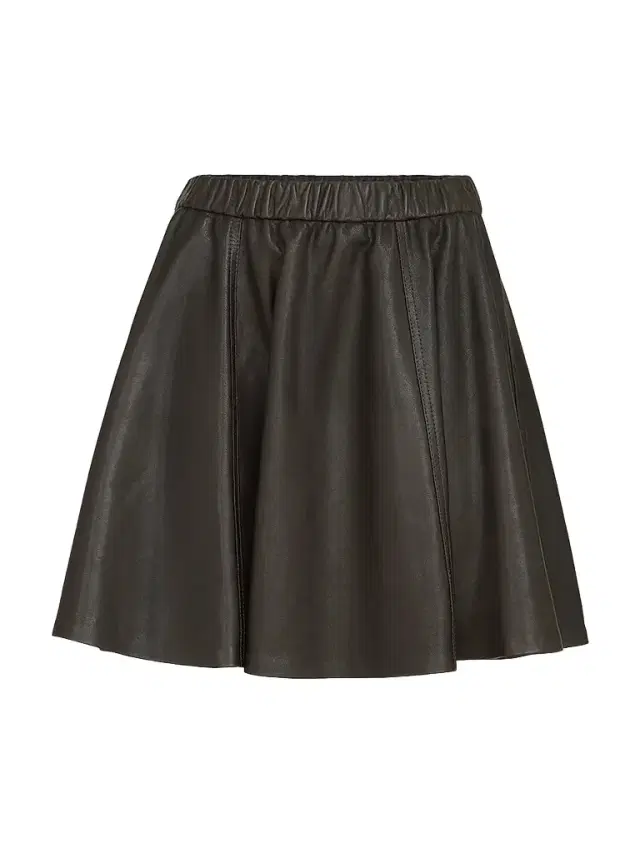 Brunello Cucinelli Women's Polished Nappa Leather Mini Circle Skirt - Coffee