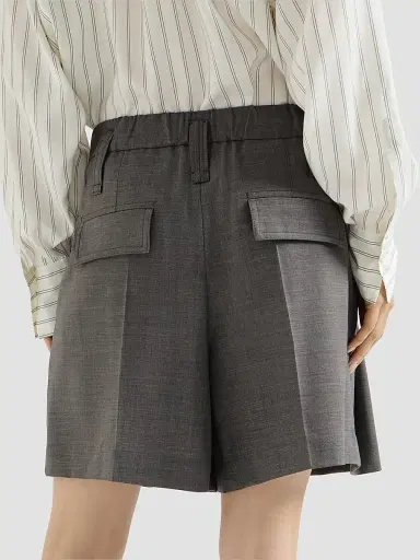 Brunello Cucinelli Women's Tropical Luxury Wool Formal Shorts with Monili | Thumbnail 4 Brunello Cucinelli Women's Tropical Luxury Wool Formal Shorts with Monili | Thumbnail 4