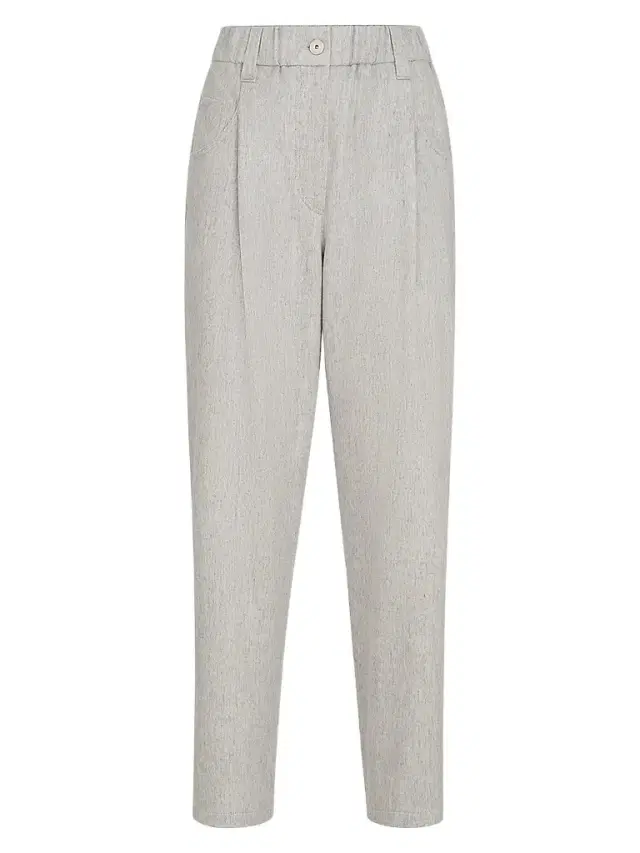 Brunello Cucinelli Women's Wool Flannel Baggy Trousers with Monili - Grey