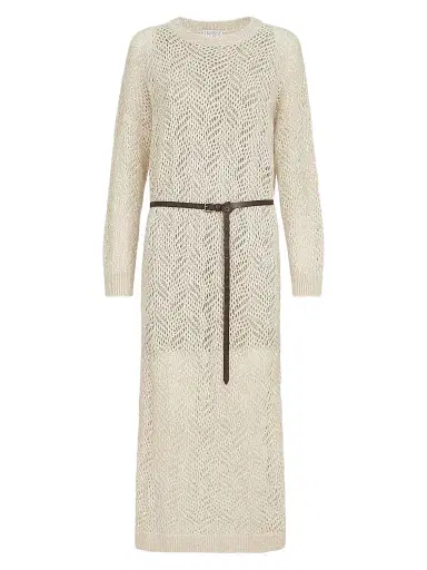 Brunello Cucinelli Women's Dazzling Abstract Leaf Knit Dress in Mohair and Wool | Thumbnail 1