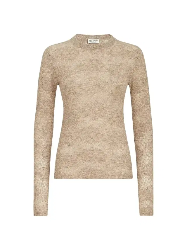 Brunello Cucinelli Women's Silk, Alpaca and Wool Flower Lace Sweater - Cashmere Beige